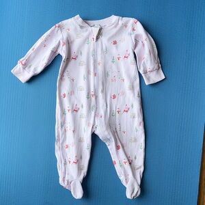 Kissy Kissy Pink Footie PJs with Holiday Print size 3 to 6 mos